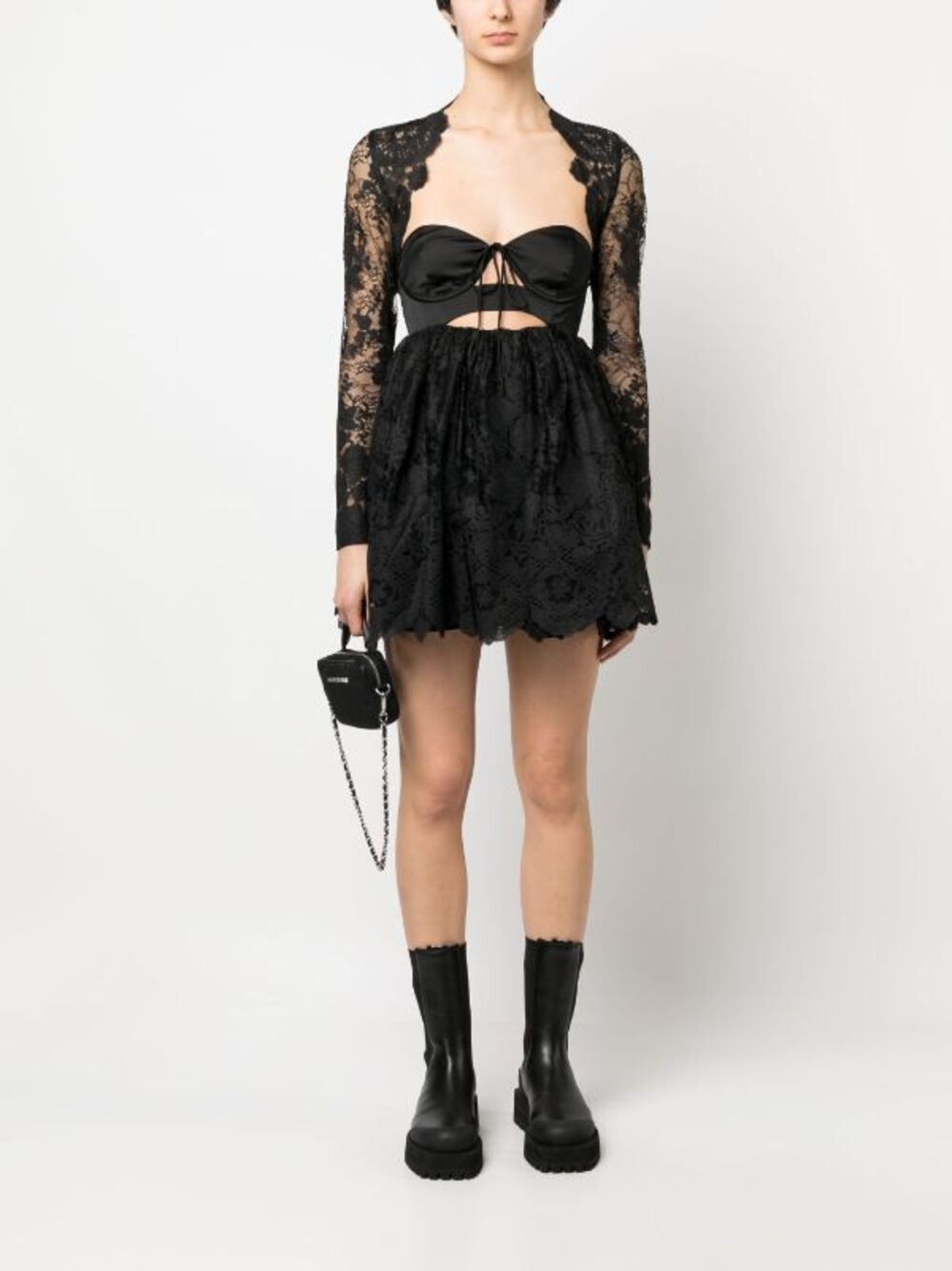 For Love And Lemons Regina Mini Dress Floral Lace Victorian Goth Party Hoco M